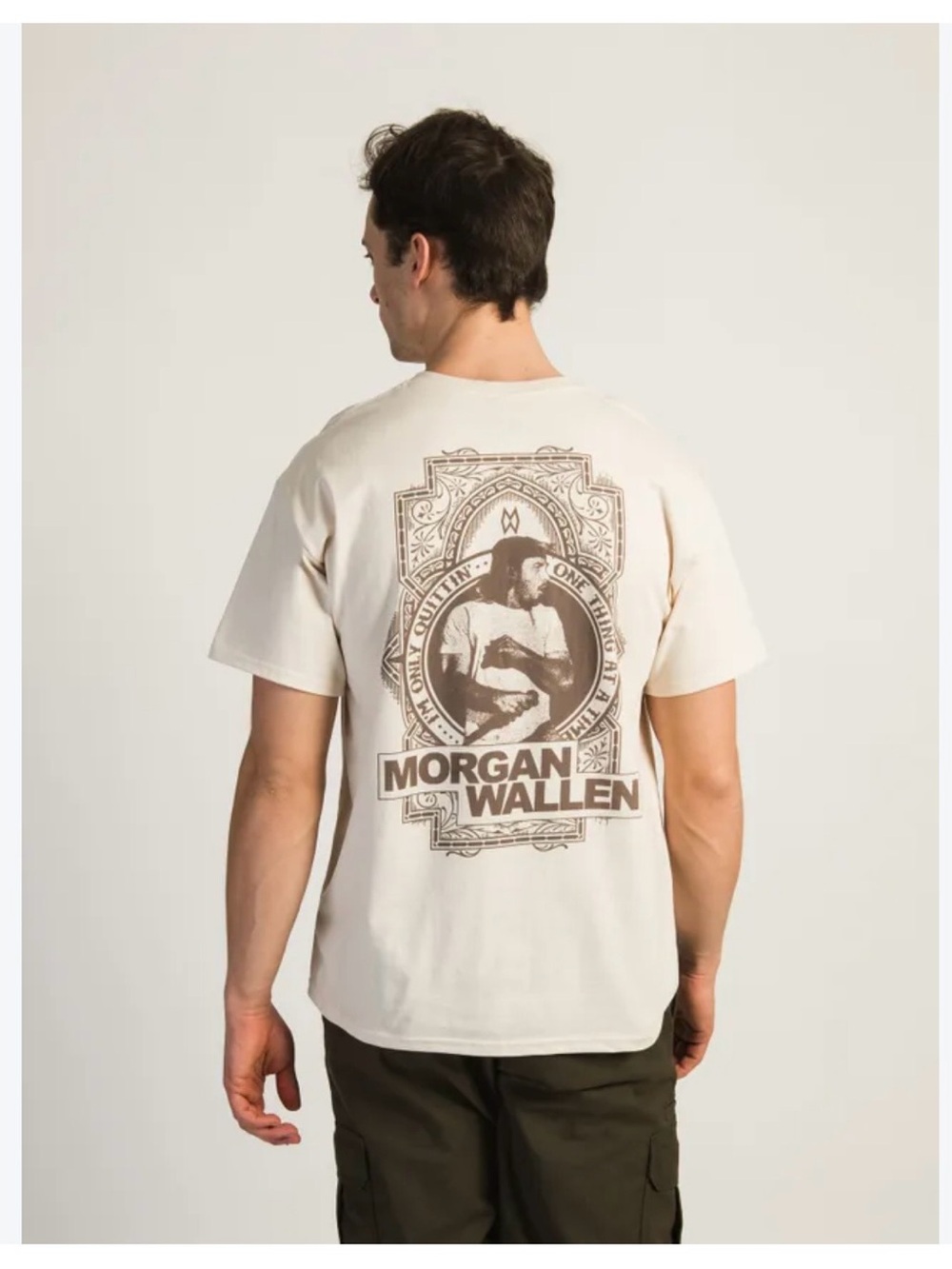 ✅Morgan Wallen Graphic Short Sleeve Tee — Cream with Brown Print